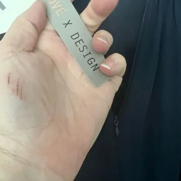 Love by Design NWT Athen deep plunge v neck Nordstrom Navy flowy evening gown XL - Picture 12 of 16